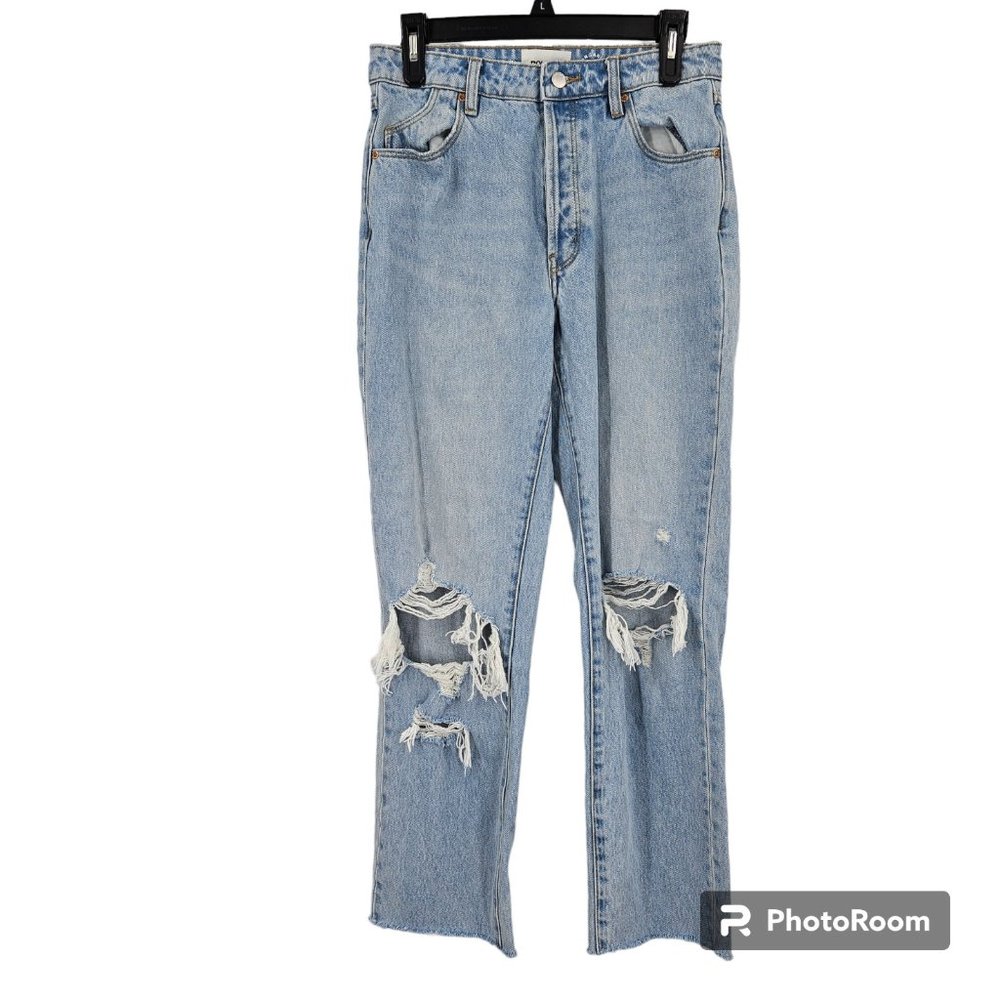 Rolla's Jeans Original Straight Light Wash High Rise Distressed Denim Size 27